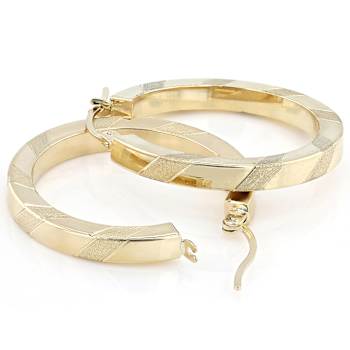 Satin And Polished Hoop Earrings In 14K Gold