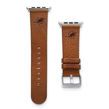 Gametime Miami Dolphins Leather Band fits Apple Watch (42/44mm M/L Tan).
Watch not included.