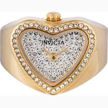 Invicta Mini 18.5mm White Dial Yellow Stainless Steel Band Quartz Ring Watch