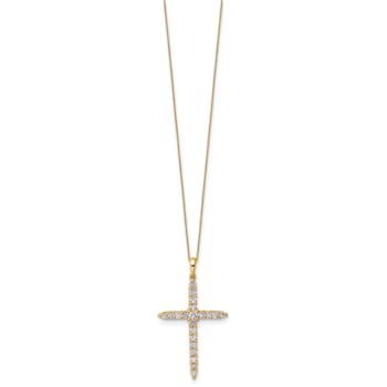 14K Yellow Gold Polished Lab Grown Diamond VS/SI GH, Cross Pendant with
Chain Necklace