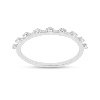 Rhodium Over Sterling Silver Lab Grown Diamond Stackable Half Eternity
Band Ring VS G-H