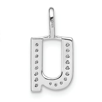 14K White Gold Diamond Lower Case Letter U Initial Pendant