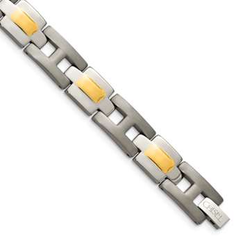 Titanium Brushed and Polished Yellow IP-Plated Bracelet