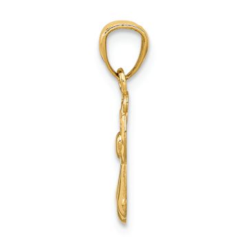 14k Yellow Gold Polished, Diamond-Cut and Textured Angel Pendant