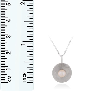 White Cultured Freshwater Pearl 14K White Gold Pendant 4-4.5mm