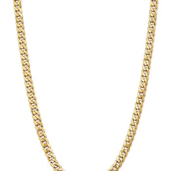 14k Yellow Gold 8mm Solid Flat Beveled Curb 20 Inch Chain