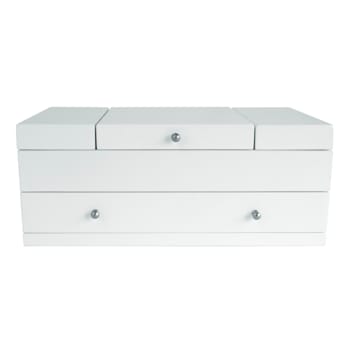 Mele and Co Everly Wooden Triple Lid Jewelry Box in White