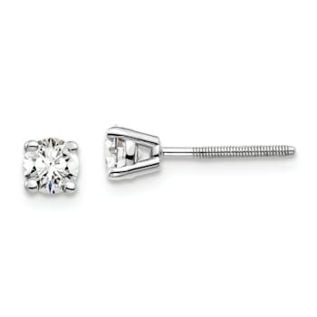 Rhodium Over 14K Gold Lab Grown Diamond 1/2ct. VS/SI GH+, Screw Back Earrings