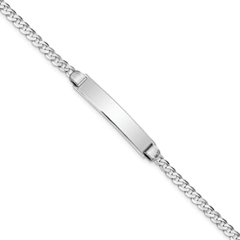 Rhodium Over 14k White Gold Flat Curb Link ID Bracelet