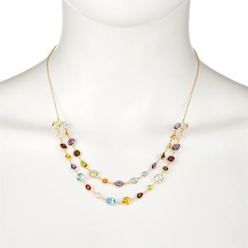 Multi-Gem 14k Yellow Gold 18" Necklace 18.15ctw