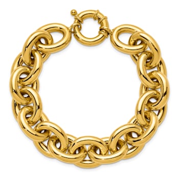 18K Yellow Gold 16.8mm Open Link Cable 8.5 inch Bracelet