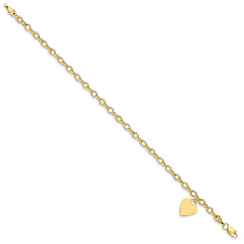 14K Yellow Gold Dangle Heart Bracelet