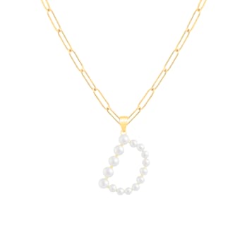 Letter D Initial Cultured Freshwater Pearl 18K Gold Over Sterling Silver
Pendant With  18" Chain