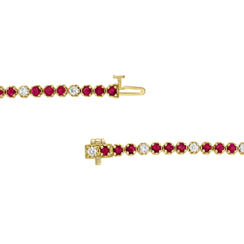 3.09ctw Ruby and Diamond Bracelet in 14k Yellow Gold