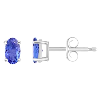 5x3mm Oval Tanzanite 14k White Gold Stud Earrings