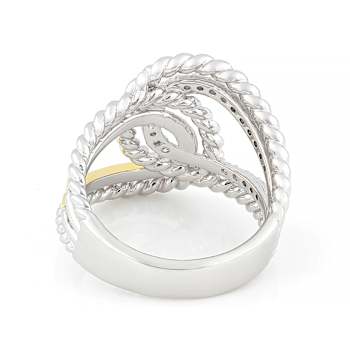 Contemporary Lab-Grown Diamond Rope-Motif Bypass Ring 0.20ctw In
Two-Tone Gold