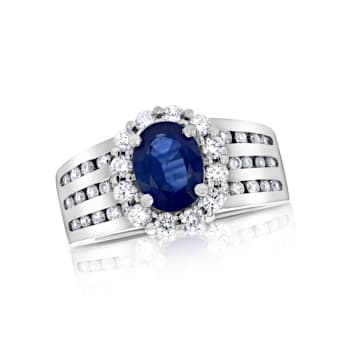 2.00ctw Sapphire and Diamonds Ring in 14k White Gold