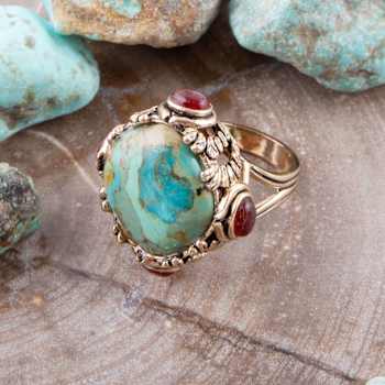 Barse Jewelry Wilder Blue Turquoise Gold Tone Statement Ring