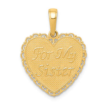 14k Yellow Gold Textured Reversible For My Sister-Friends Forever Pendant