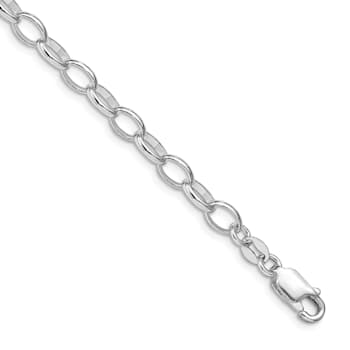 Rhodium Over Sterling Silver 5mm Rolo Chain Bracelet