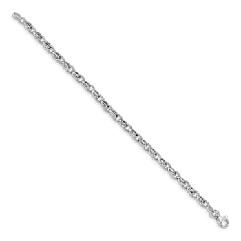 Rhodium Over 14k White Gold 6mm Polished Fancy Link Bracelet