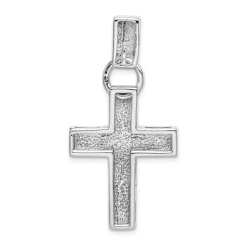 Rhodium Over 14k White Gold Modern Cross Pendant