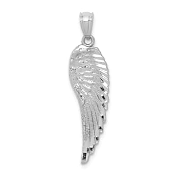 Rhodium Over 14k White Gold Polished and Textured Angel Wing Pendant