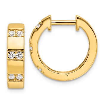 14K Yellow Gold Lab Grown Diamond SI1/SI2, G H I, Hinged Hoop Earrings