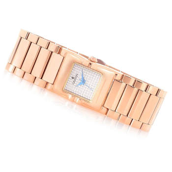 Croton Rose Tone Swiss Parts Bracelet Watch with Square Cubic Zirconia
Pave Dial