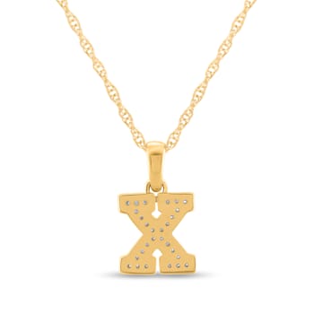 White Diamond Accent 10k Yellow Gold X Initial Pendant With 18” Rope Chain