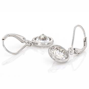 Large Moissanite Solitaire Stud Earrings In Platinum-Enhanced Sterling Silver