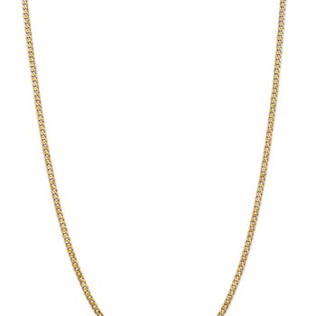 14k Yellow Gold 2.9mm Solid Flat Beveled Curb 20 Inch Chain