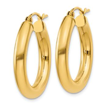 14k Yellow Gold Polished 1" Tube Hoop Earrings