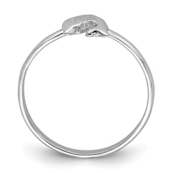 Rhodium Over Sterling Silver Polished Dolphin Children's Ring
