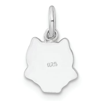 Rhodium Over Sterling Silver Multi-color Enameled Owl Children's Pendant