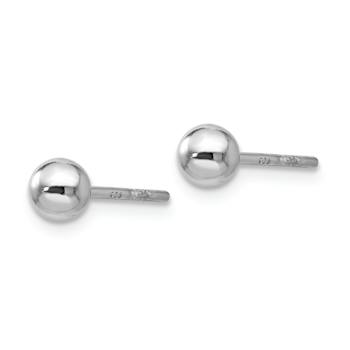 Rhodium Over Sterling Silver 4mm Polished Ball Stud Earrings