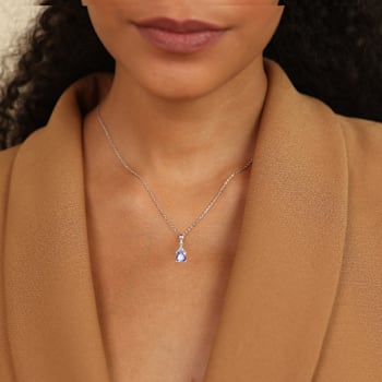 Rhodium Over Sterling Silver Octagon Amethyst and White Cubic Zirconia
Pendant With Chain