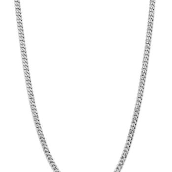 Rhodium Over 14k White Gold 5.75mm Solid Flat Beveled Curb 20 Inch Chain