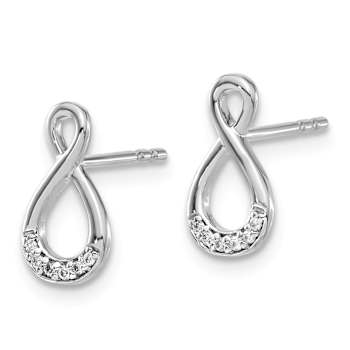 Rhodium Over 14k White Gold Diamond Twisted Stud Earrings