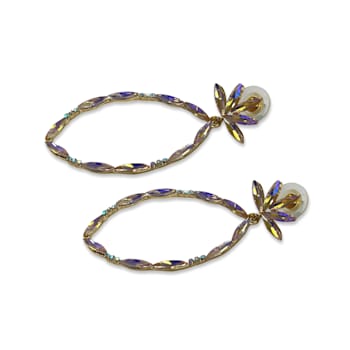 Gold Tone Champagne AB Crystal Earring