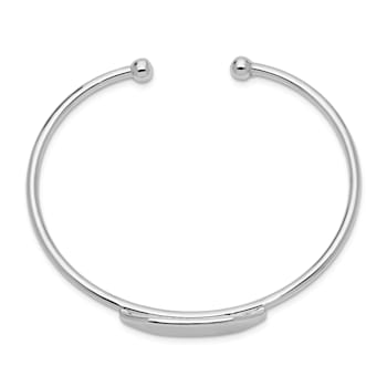 Rhodium Over Sterling Silver Polished ID Children's Cuff Bangle