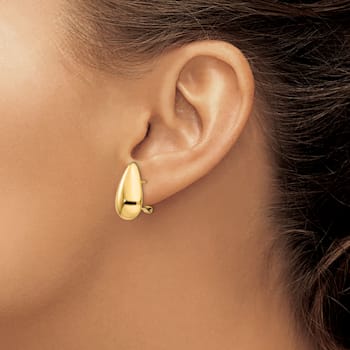 14k Yellow Gold Polished Teardrop Stud Earrings