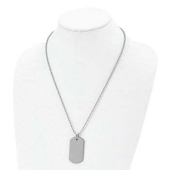 Tungsten Polished Dog Tag Pendant with 22 Inch Ball Chain