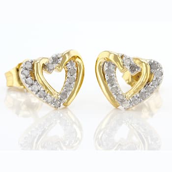 White Diamond 14k Yellow Gold Over Sterling Silver Intertwining Heart
Earrings 0.15ctw