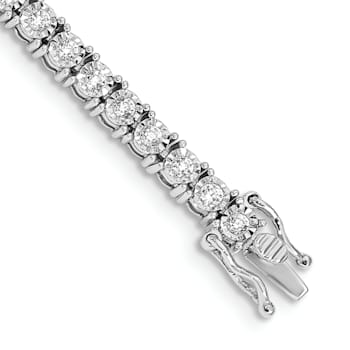 Rhodium Over 14k White Gold Illusion Setting Diamond Bracelet