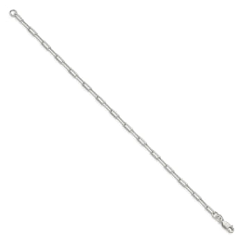 Sterling Silver 3.25mm Elongated Open Link Chain Bracelet