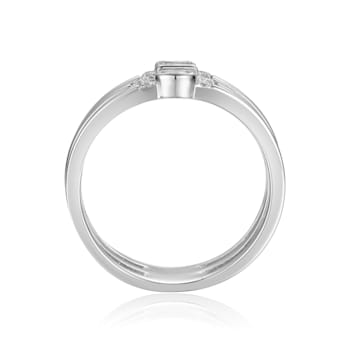 White Sapphire and White Topaz Sterling Silver Multi-Row Band Ring, 0.35ctw