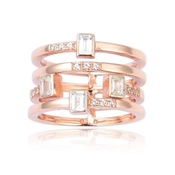White Topaz and White Sapphire 14K Rose Gold Over Sterling Silver
Multi-Row Open Design Band Ring