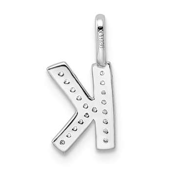 14K White Gold Diamond Letter K Initial Pendant