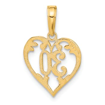 14k Yellow Gold Textured 30 in Heart Cut-out Pendant